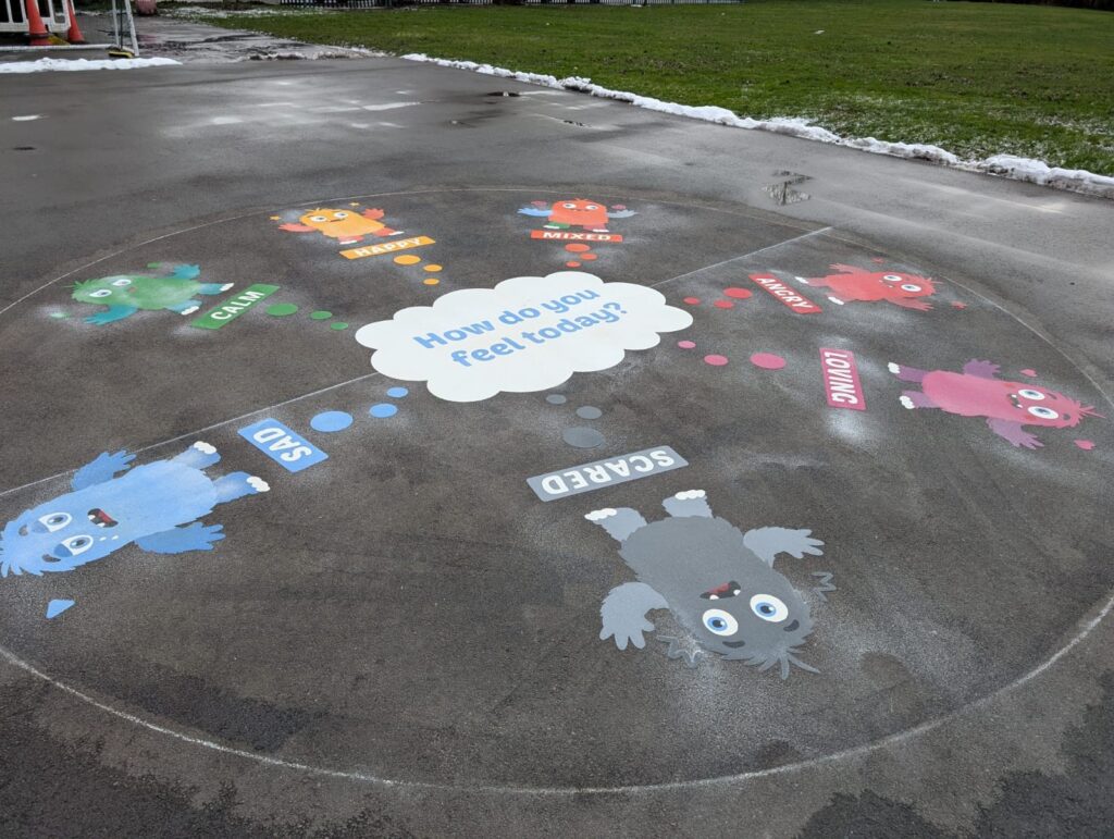 Custom colour creature characters marked in an early years area
