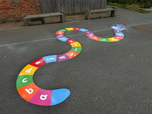 Thermoplastic playground marking installed by Uniplay