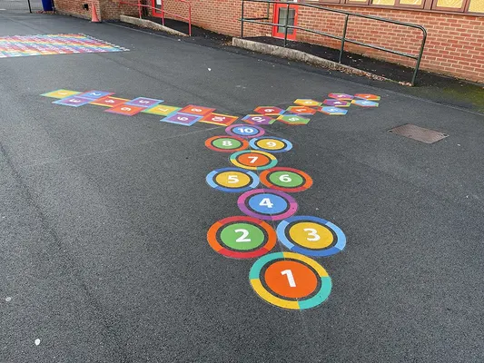 Thermoplastic playground marking installed by Uniplay