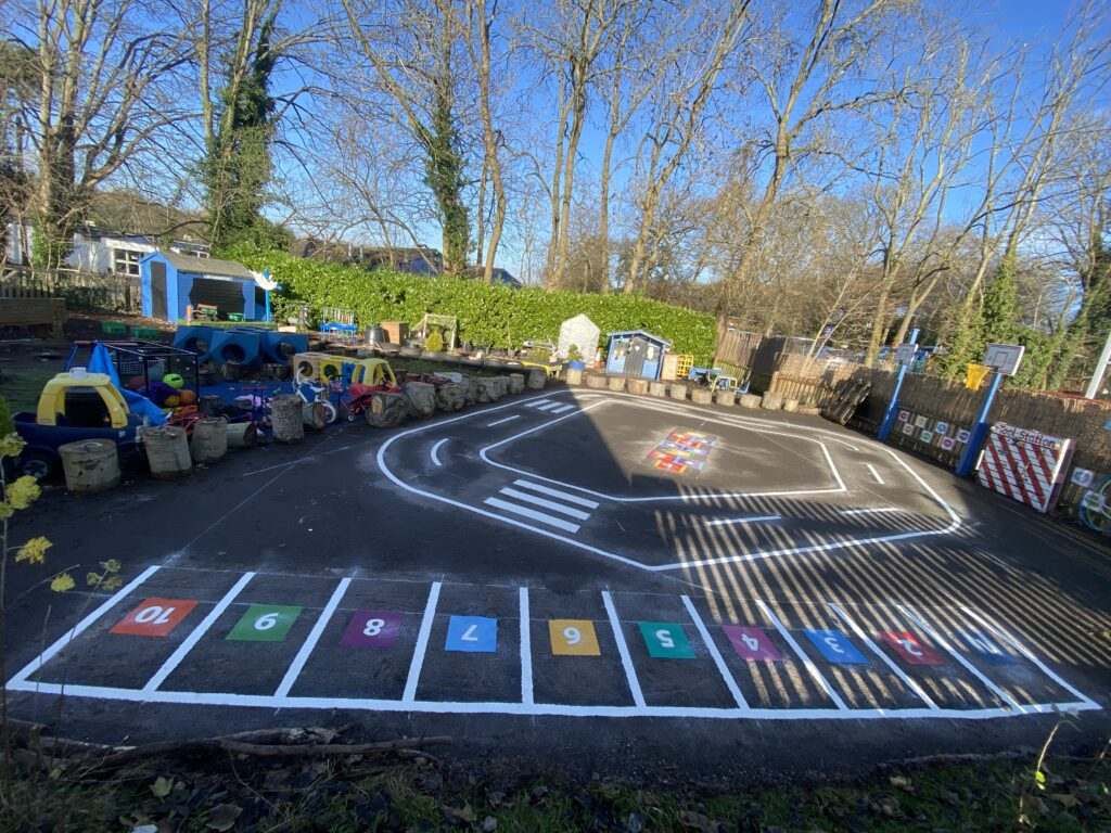 Line and safety markings for a commercial site